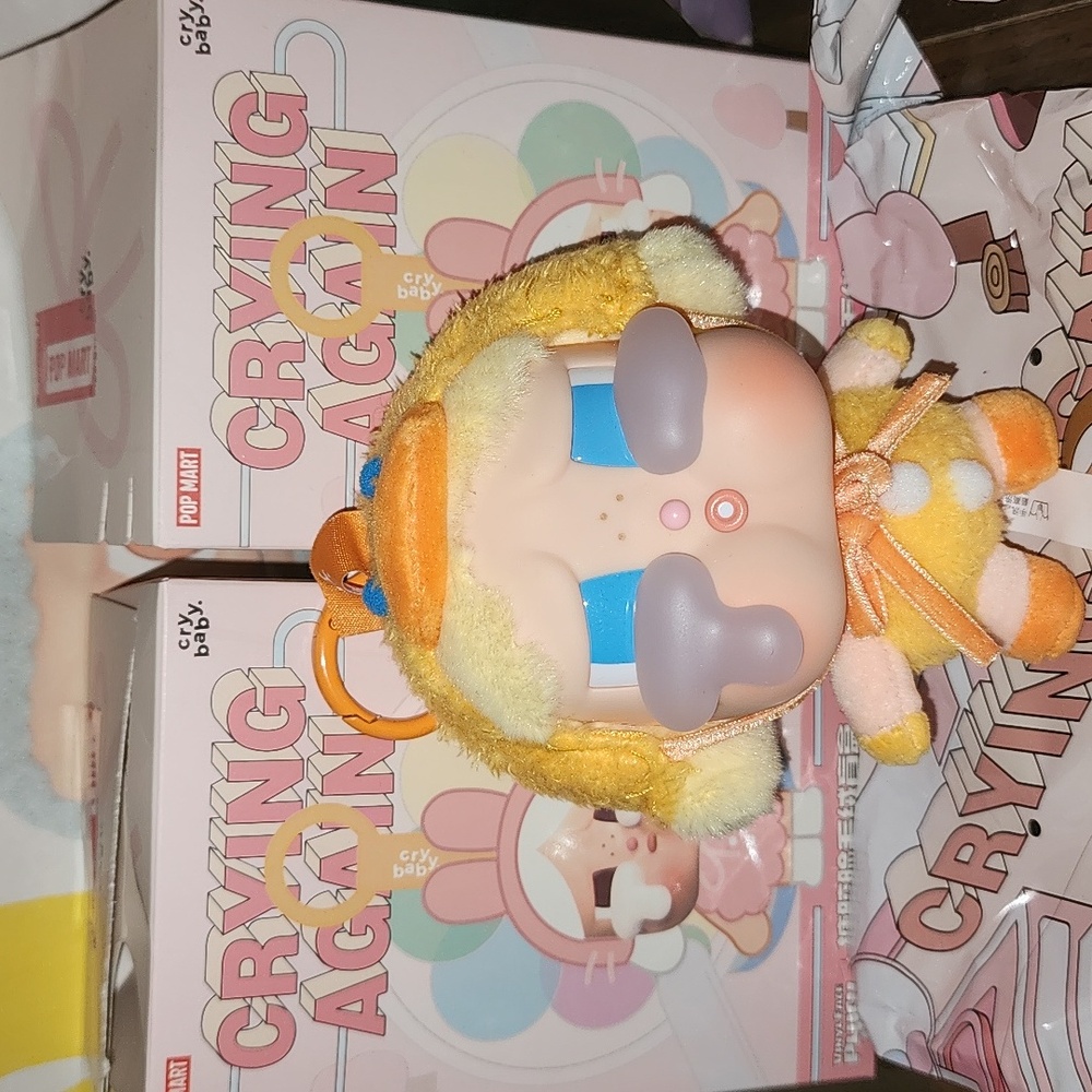 Brand New Pop Mart Crybaby Crying Again "Duck You" Vinyl Face Plush keychain